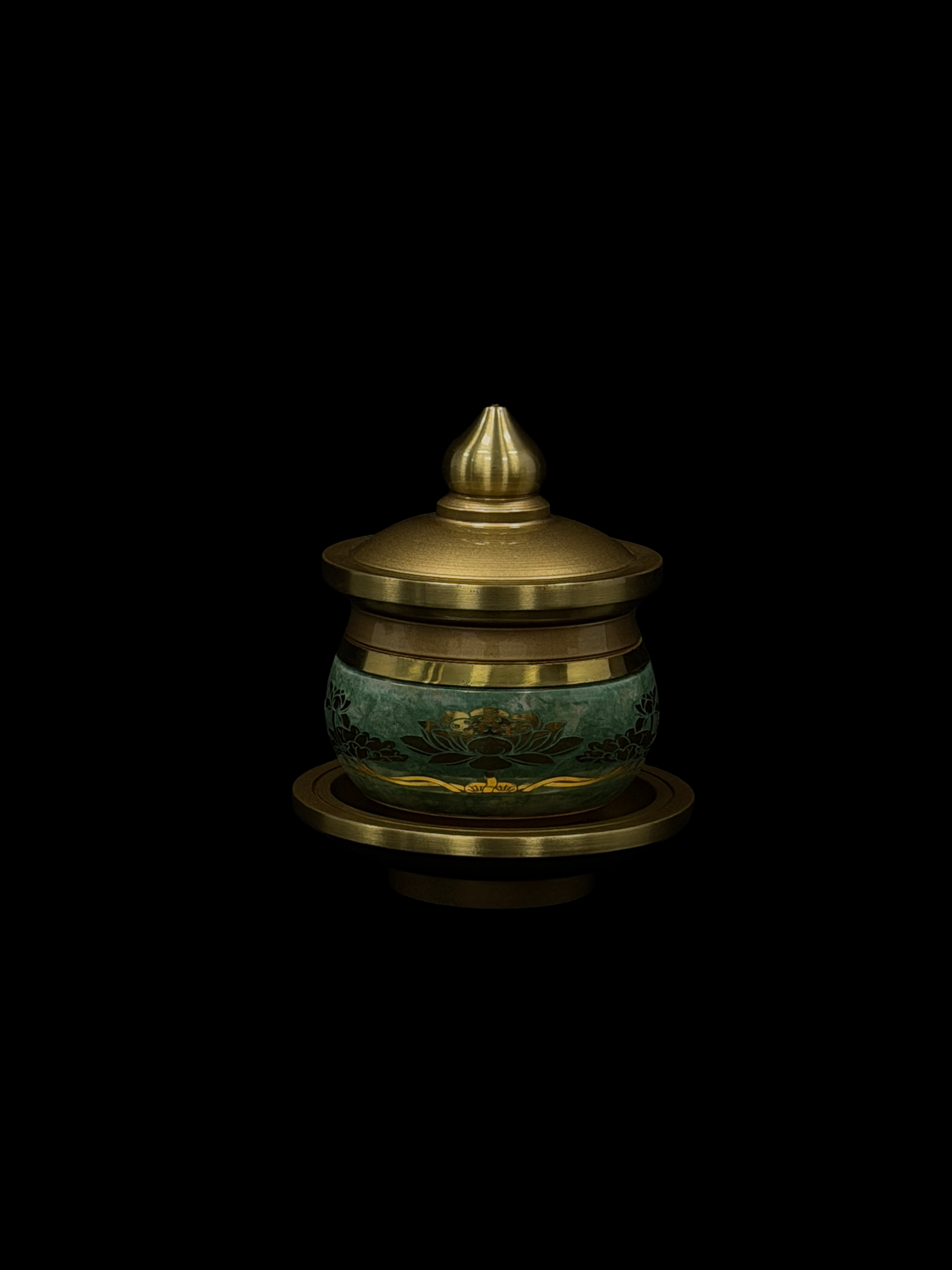 AuraForma Jade Lidded Brass Canister– Brass Rim