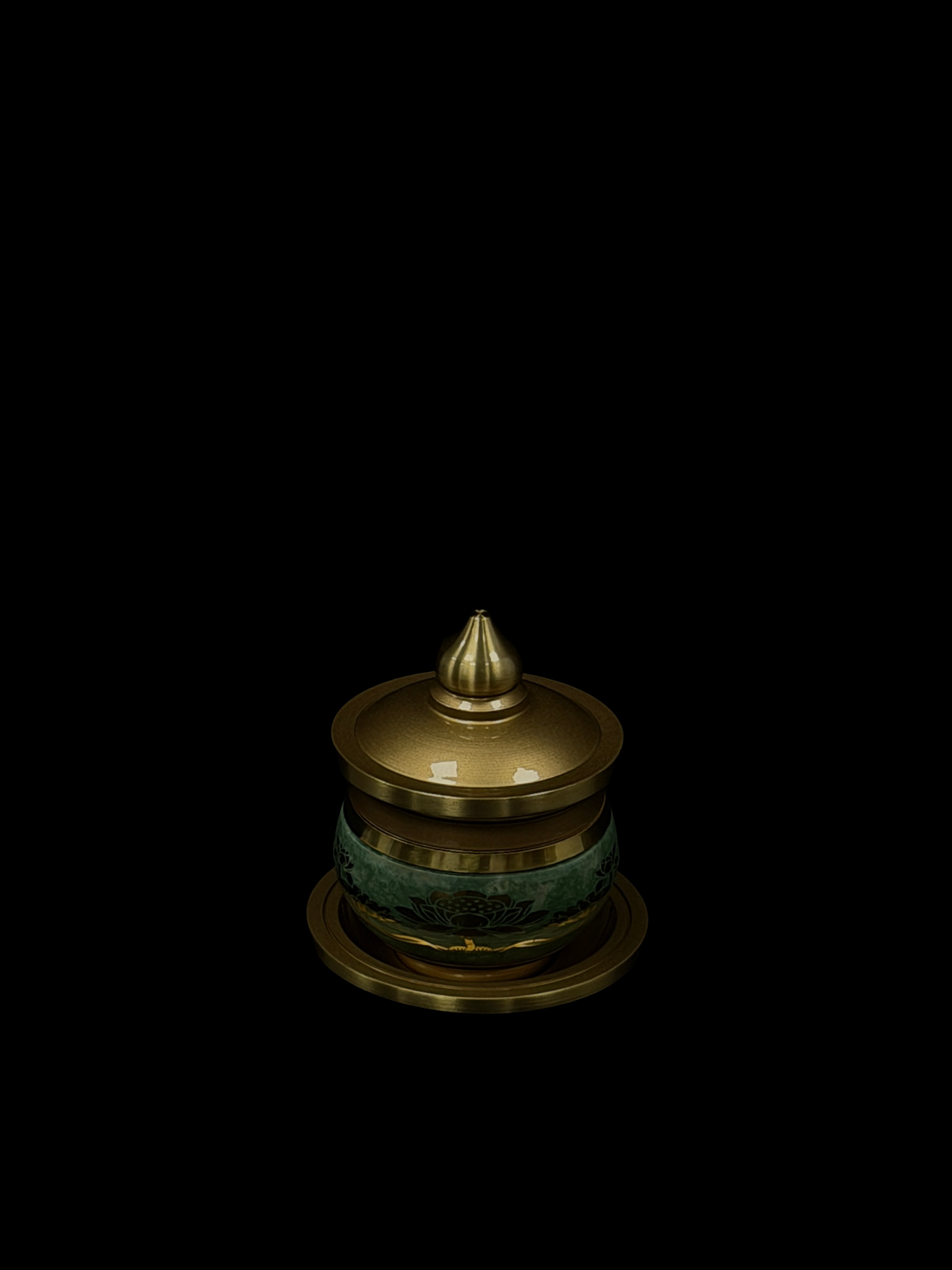 AuraForma Jade Lidded Brass Canister– Brass Rim