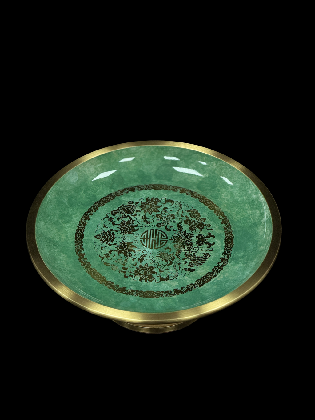 AuraForma Jade Offering Plate – Brass Rim