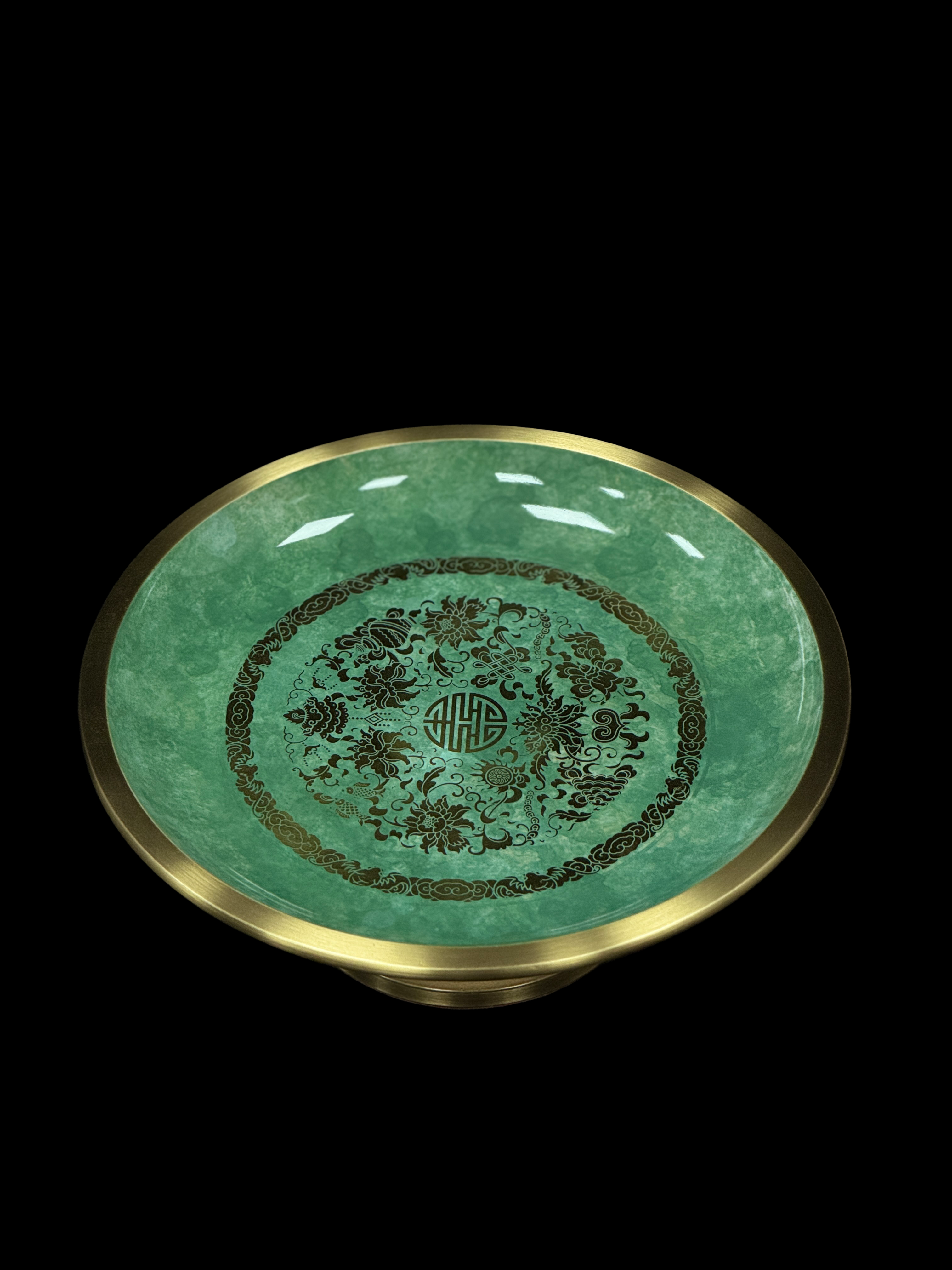 AuraForma Jade Offering Plate – Brass Rim
