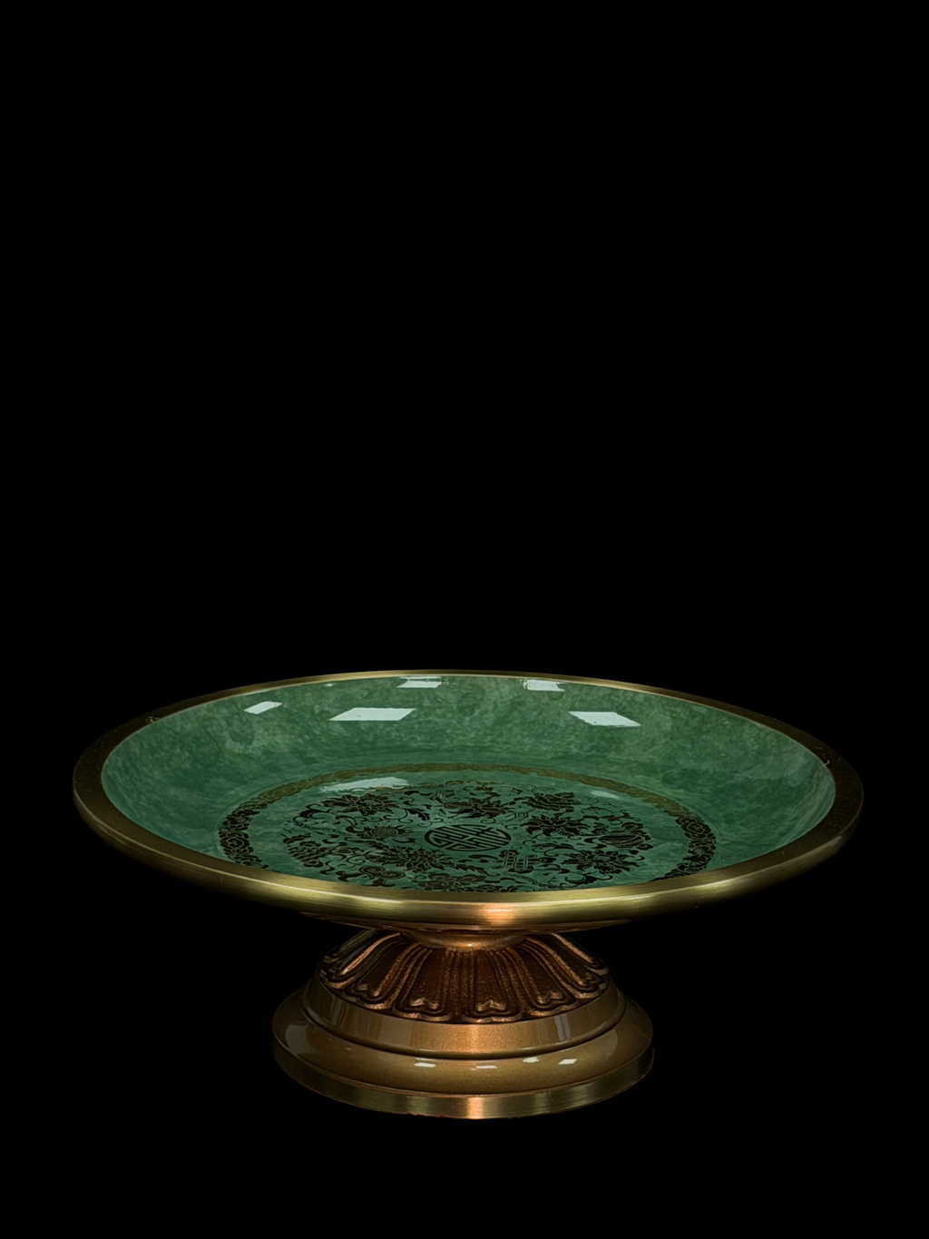 AuraForma Jade Offering Plate – Brass Rim