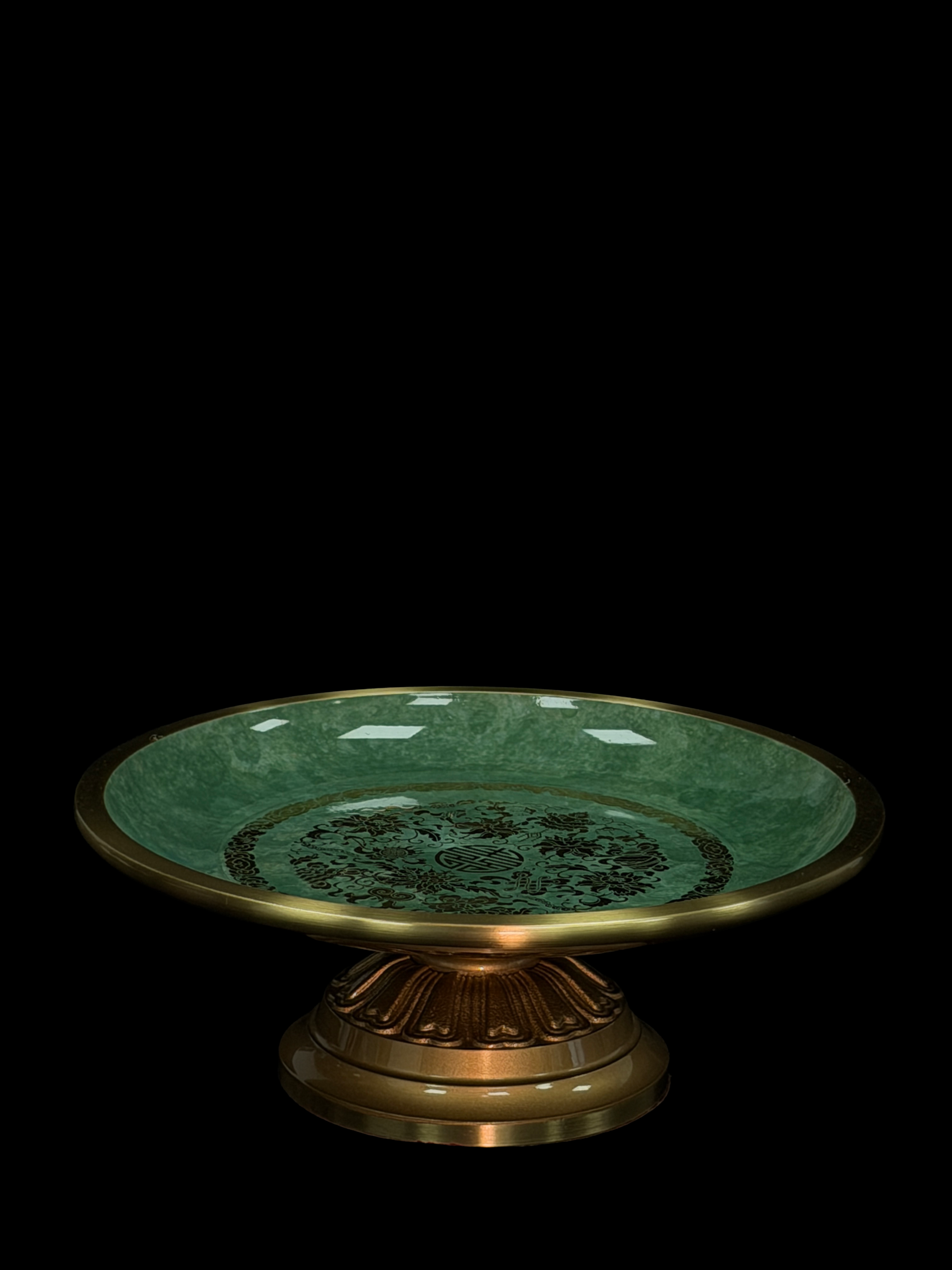 AuraForma Jade Offering Plate – Brass Rim