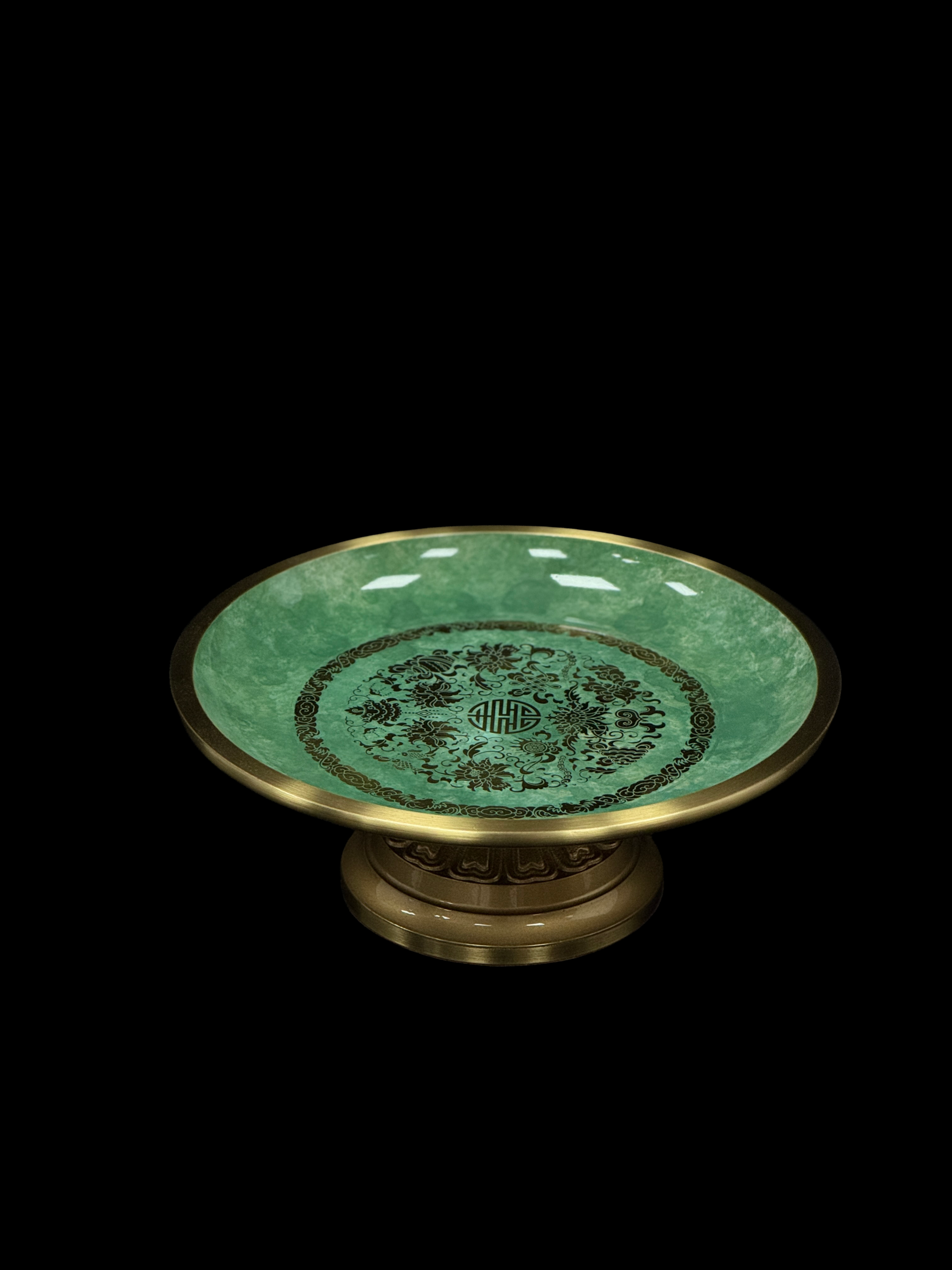 AuraForma Jade Offering Plate – Brass Rim
