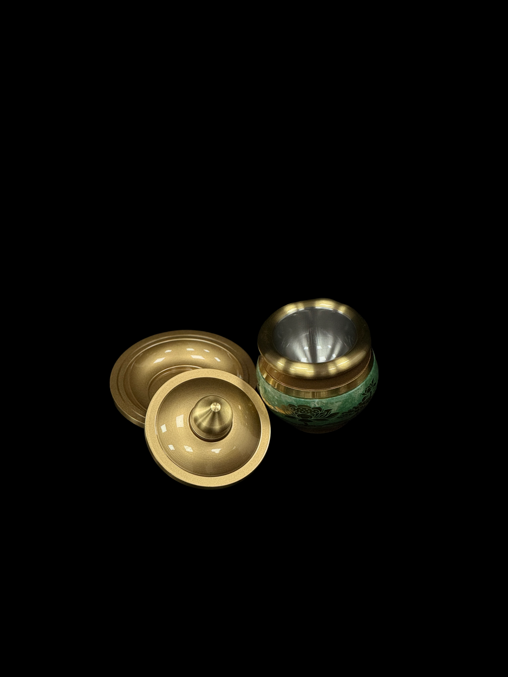 AuraForma Jade Lidded Brass Canister– Brass Rim